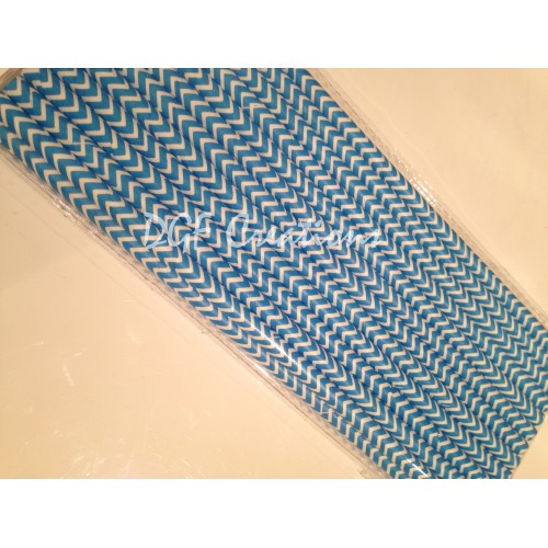 Chevron Blue Pattern  Paper Straw click on image to view different color option